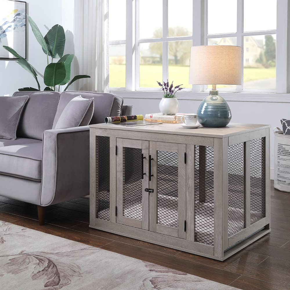 Picture of UniPaws UH5130 Medium Pet Crate with Tray -  Weathered Grey