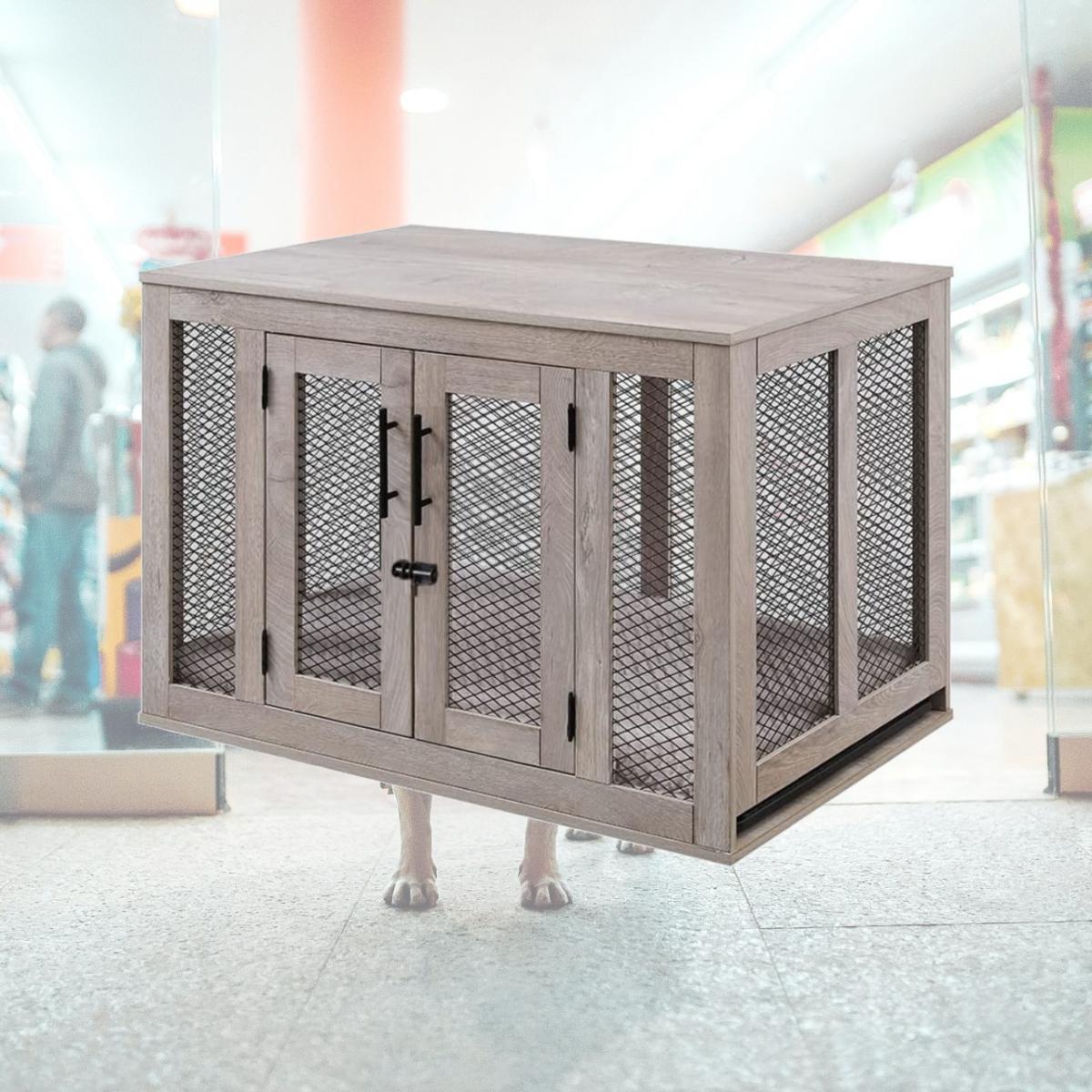 Picture of UniPaws UH5130 Medium Pet Crate with Tray -  Weathered Grey