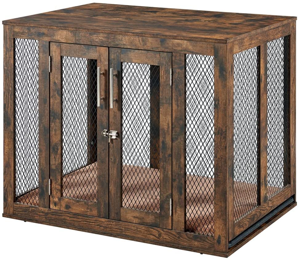 Picture of UniPaws UH5148 Large Pet Crate with Tray -  Rustic
