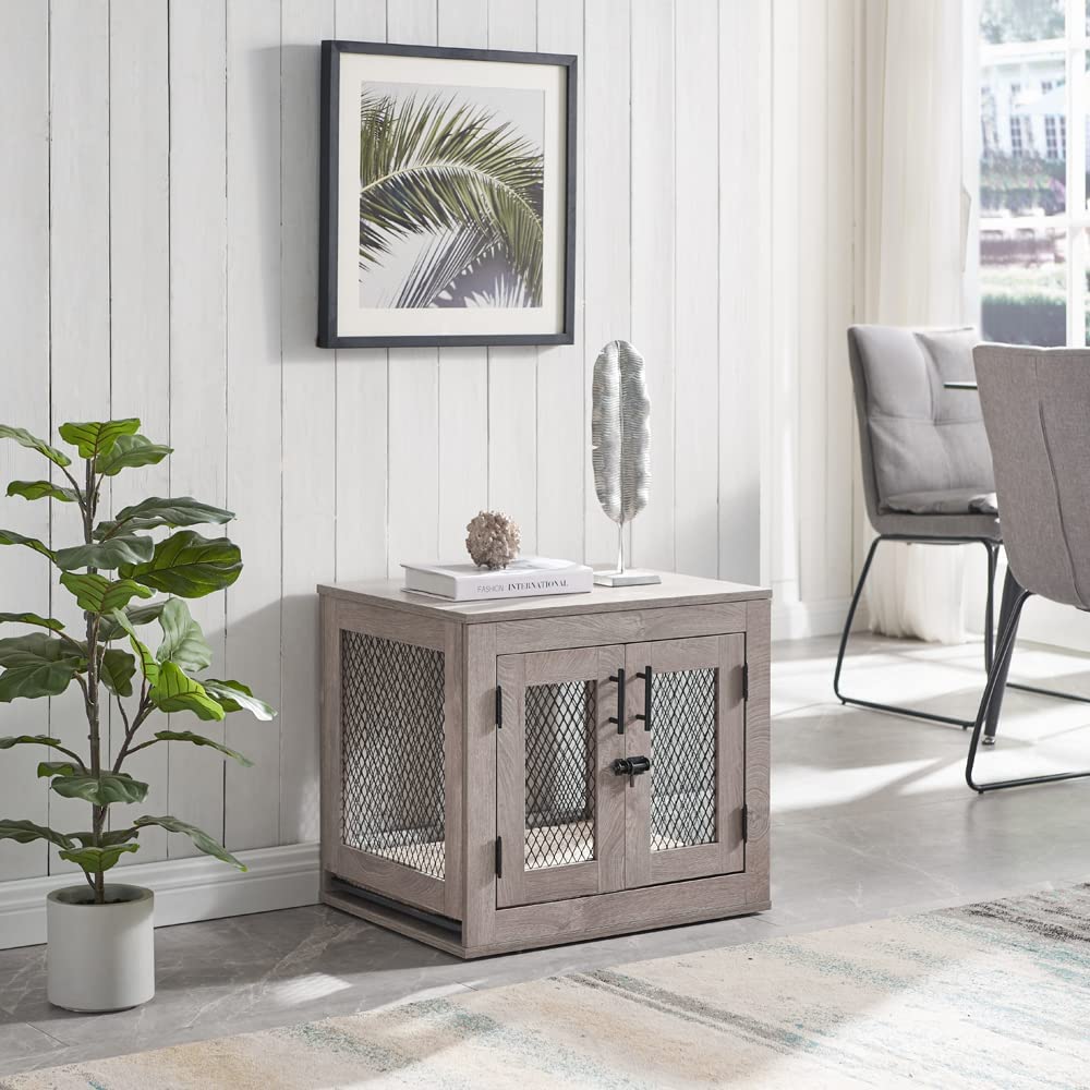 Picture of UniPaws UH5154 Small Pet Crate with Tray -  Weathered Grey