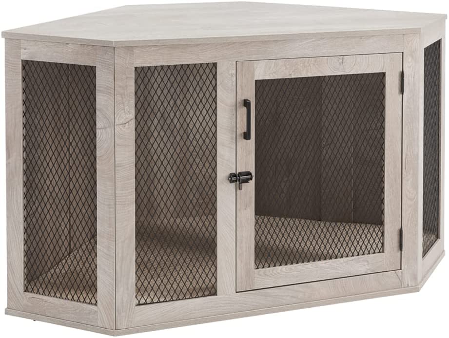 Picture of UniPaws UH5167 Large Corner Dog Crate -  Weathered Grey
