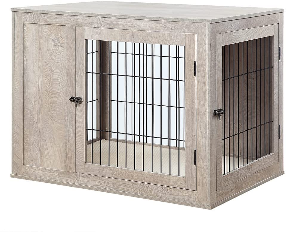 Picture of UniPaws UH5161 Large Pet Crate with Cushion -  Weathered Grey