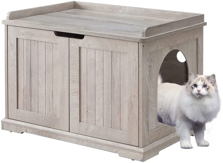 Picture of UniPaws UH5173 Large Cat Litter Box Enclosure, Weathered Grey
