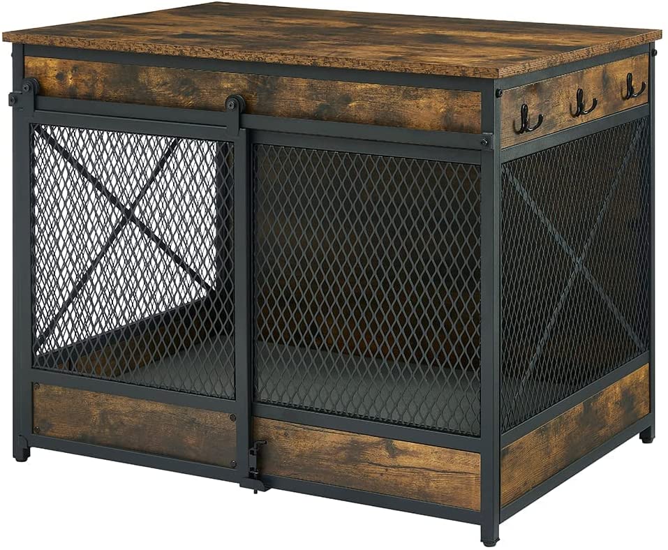 Picture of UniPaws UH5170 Slid Door Dog Crate -  Rustic