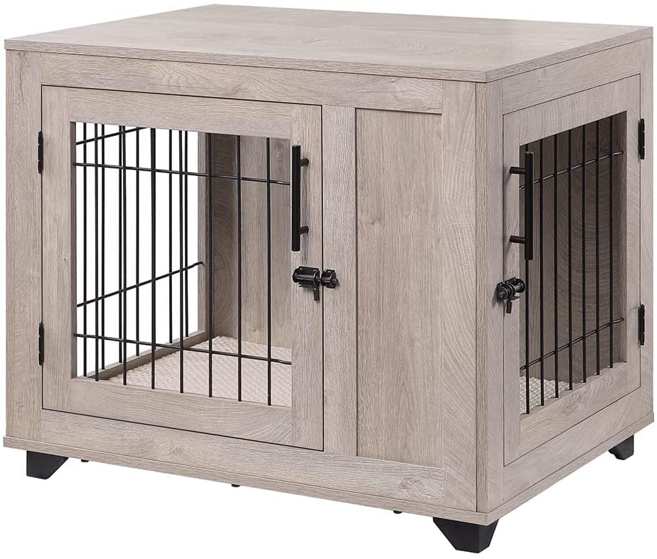 Picture of beeNbkks EV1034 Medium Pet Crate with Cushion & Feet&#44; Weathered Grey