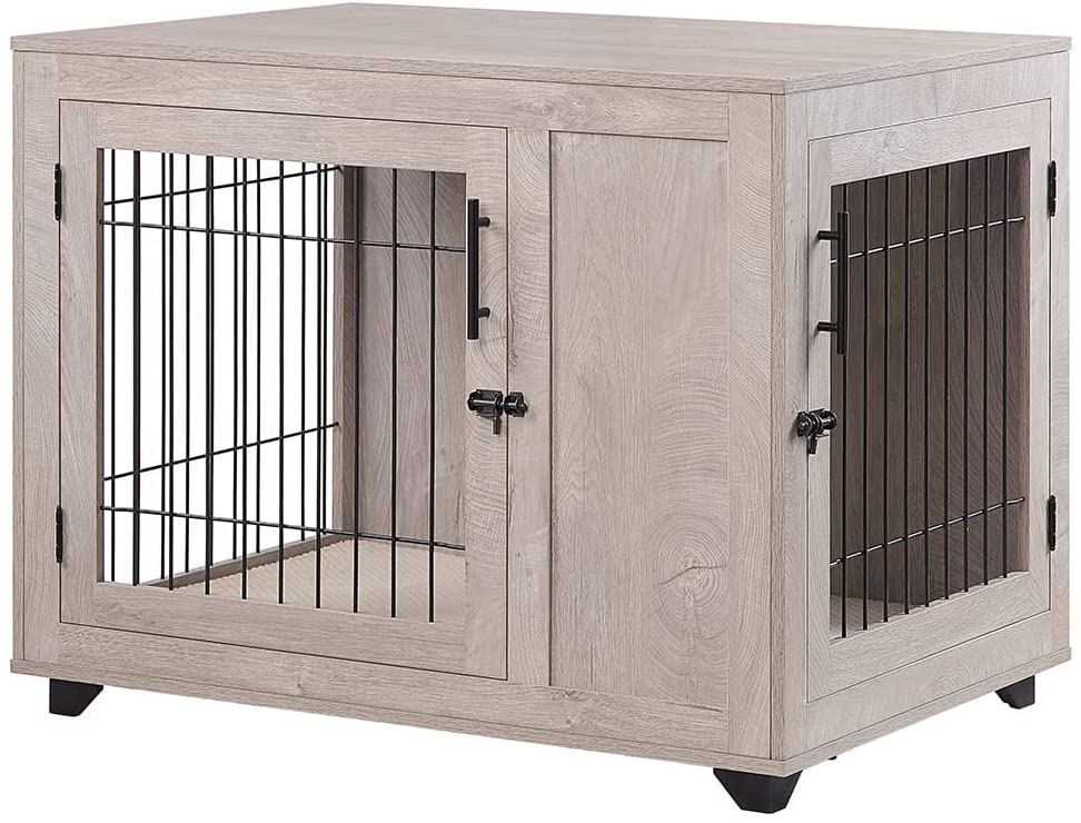 Picture of beeNbkks EV1035 Large Pet Crate with Cushion & Feet&#44; Weathered Grey