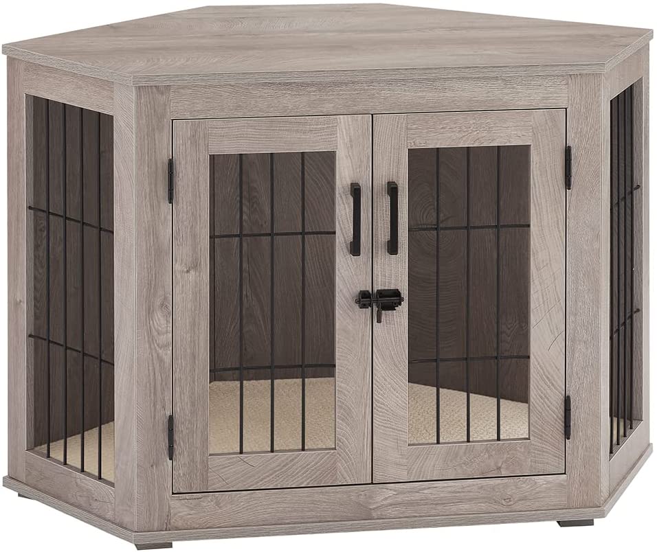 Picture of beeNbkks EV1049 Medium Corner Dog Crate Double Doors -  Weathered Grey