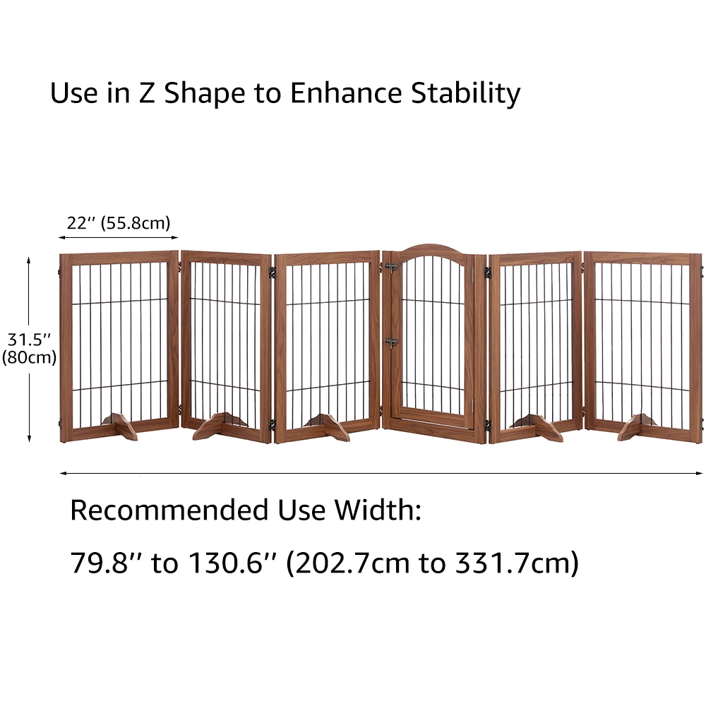Picture of beeNbkks EV1039 beeNbkks EV1039 6 Panels Pet Gate with Play Pen -  Walnut