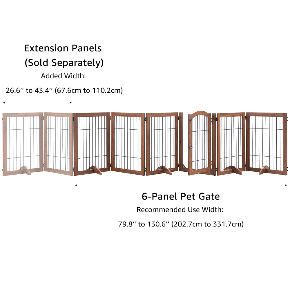 Picture of beeNbkks EV1039 beeNbkks EV1039 6 Panels Pet Gate with Play Pen -  Walnut