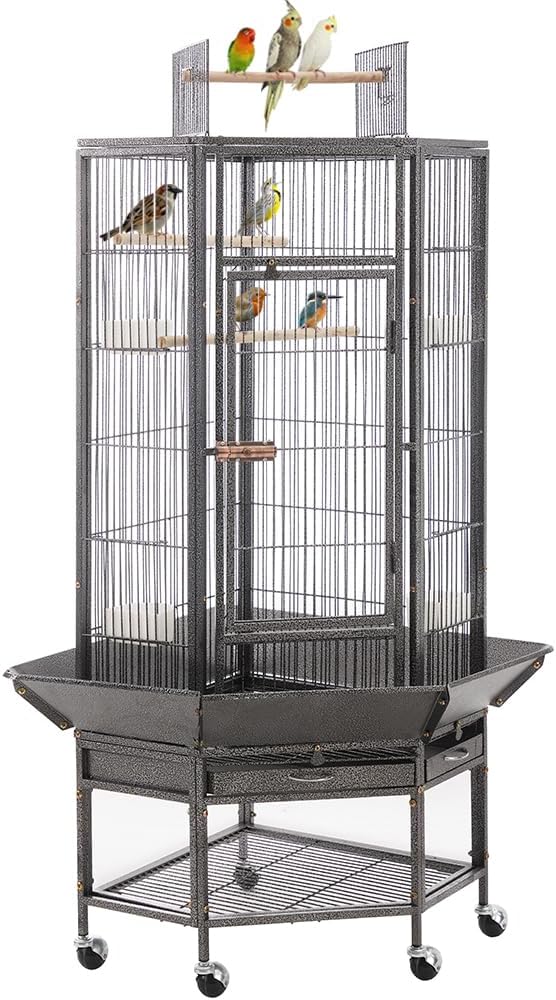 Picture of beeNbkks EV1053 54 in. Large Corner Bird Cage with Play Top