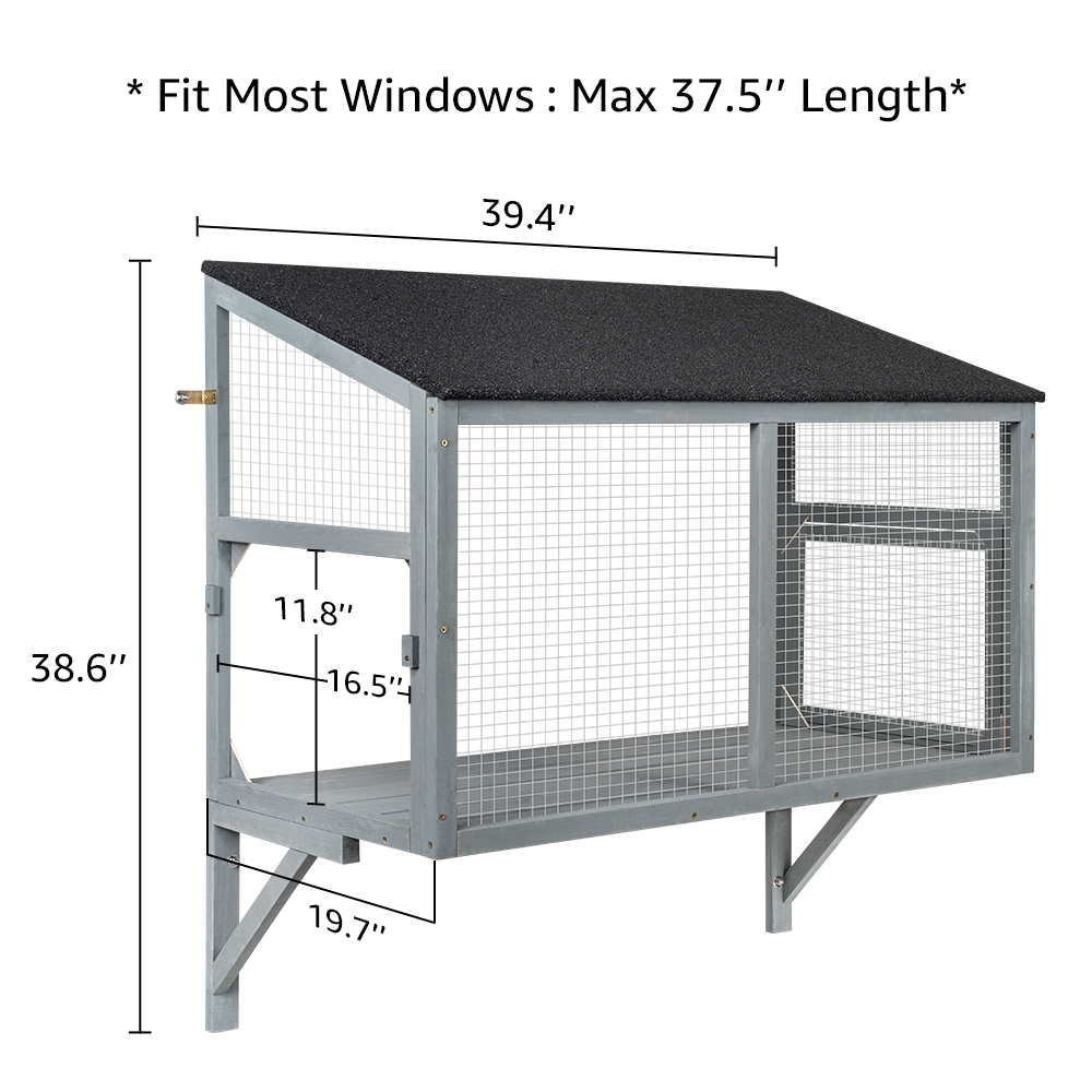 Picture of beeNbkks EV1057 beeNbkks EV1057 Cat Catio&#44; Window Box Enclosure For Indoor Cat&#44; Wooden Cat Window Perch House&#44; Expandable for Multi Cats