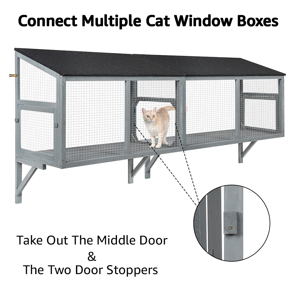 Picture of beeNbkks EV1057 beeNbkks EV1057 Cat Catio&#44; Window Box Enclosure For Indoor Cat&#44; Wooden Cat Window Perch House&#44; Expandable for Multi Cats