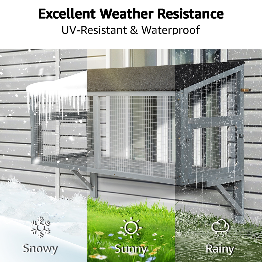 Picture of beeNbkks EV1057 beeNbkks EV1057 Cat Catio&#44; Window Box Enclosure For Indoor Cat&#44; Wooden Cat Window Perch House&#44; Expandable for Multi Cats