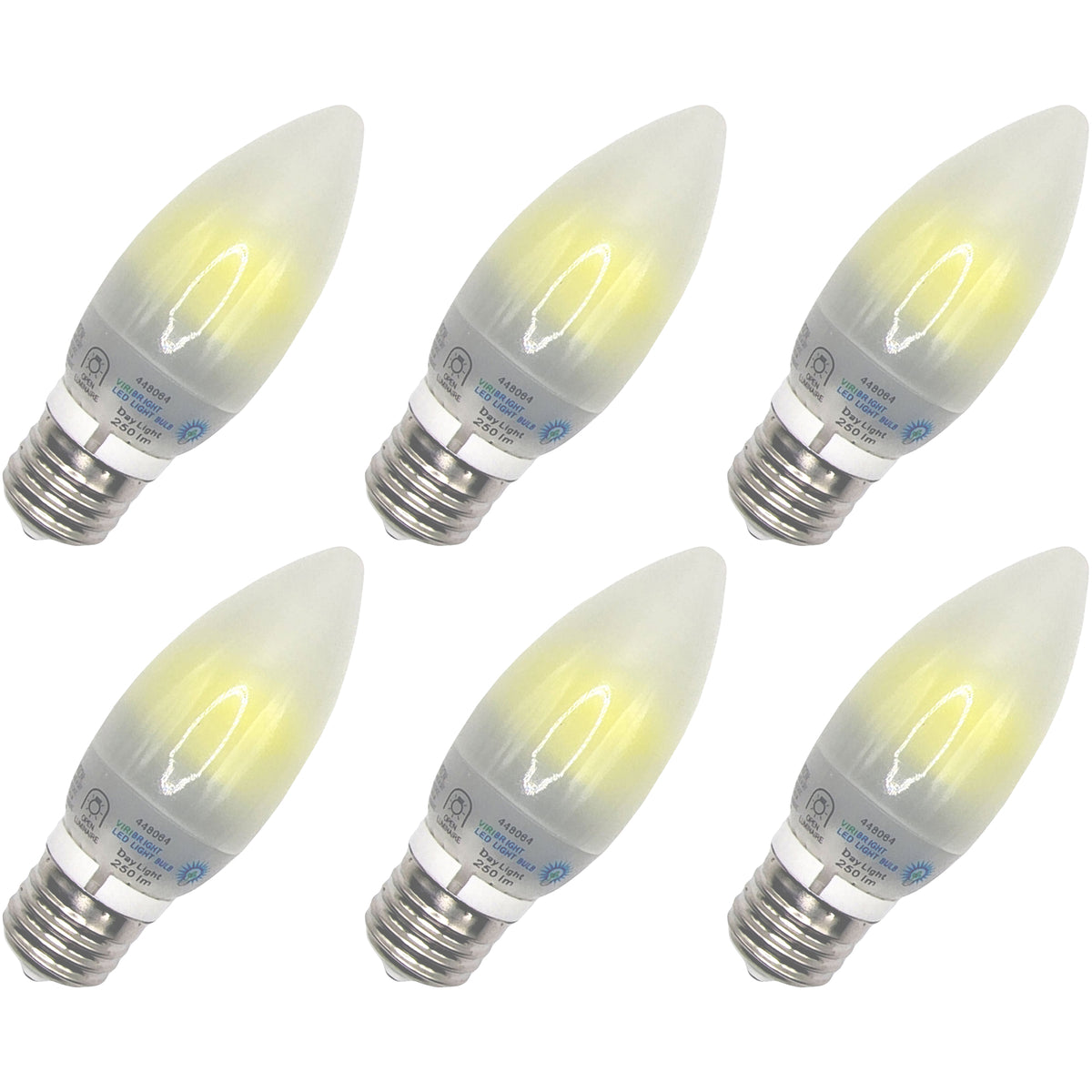 Picture of Viribright 74554-6 3.2W 6000K 25W Equivalent E26 LED Chandelier Daylight Bulb - Pack of 6