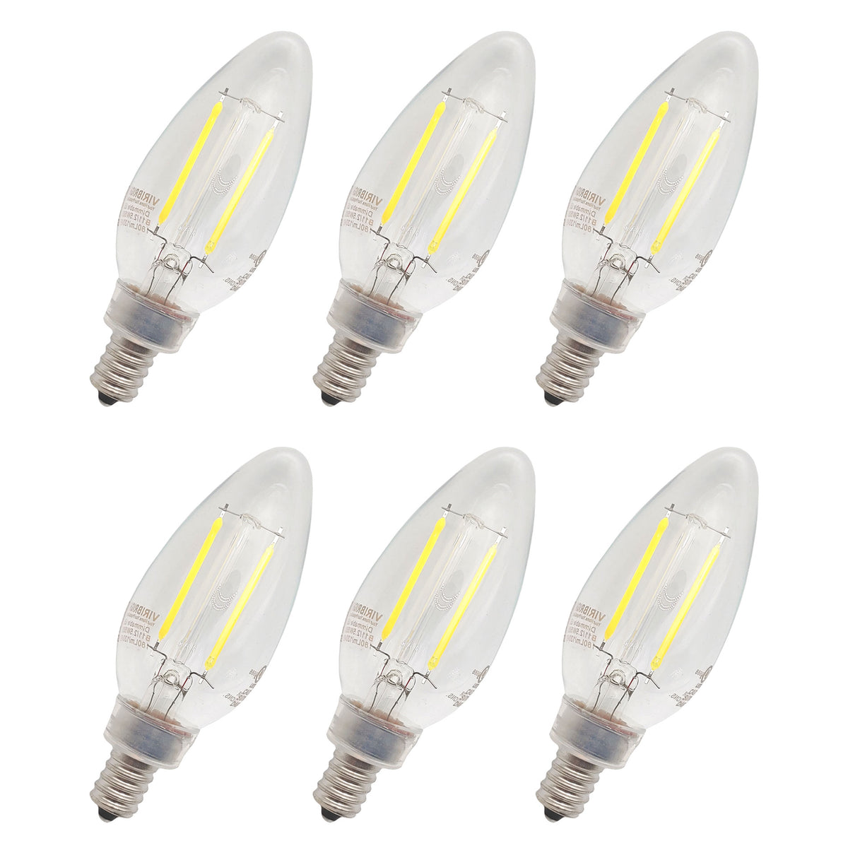 Picture of Viribright 750194-6MC 5000K 35W Equivalent B10 Dimmable E12 Candelabra Base Daylight LED Light Bulb - Pack of 6