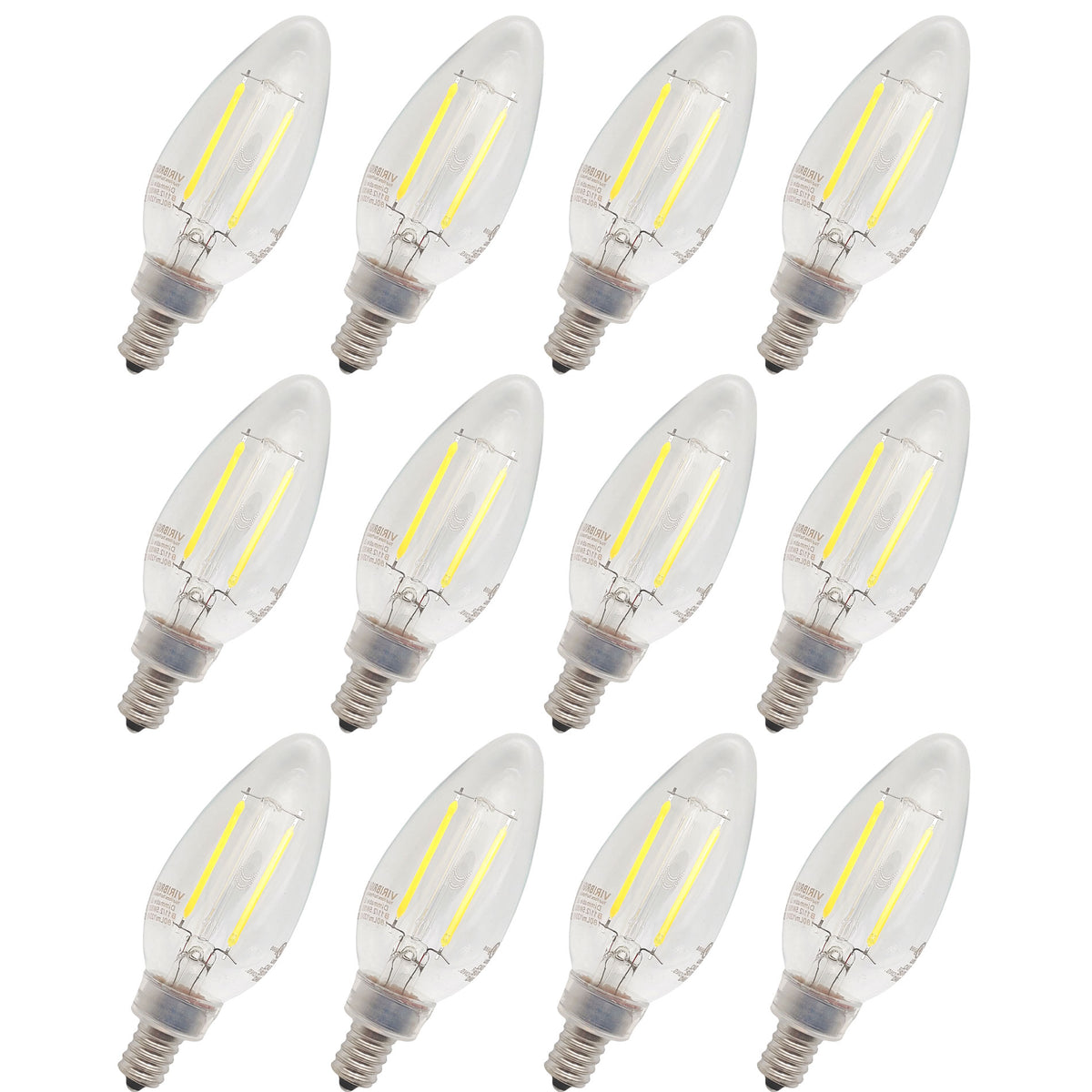 Picture of Viribright 750192-12MC 35W Equivalent B10 Dimmable E12 Candelabra Base LED Light Bulb, Warm White - Pack of 12