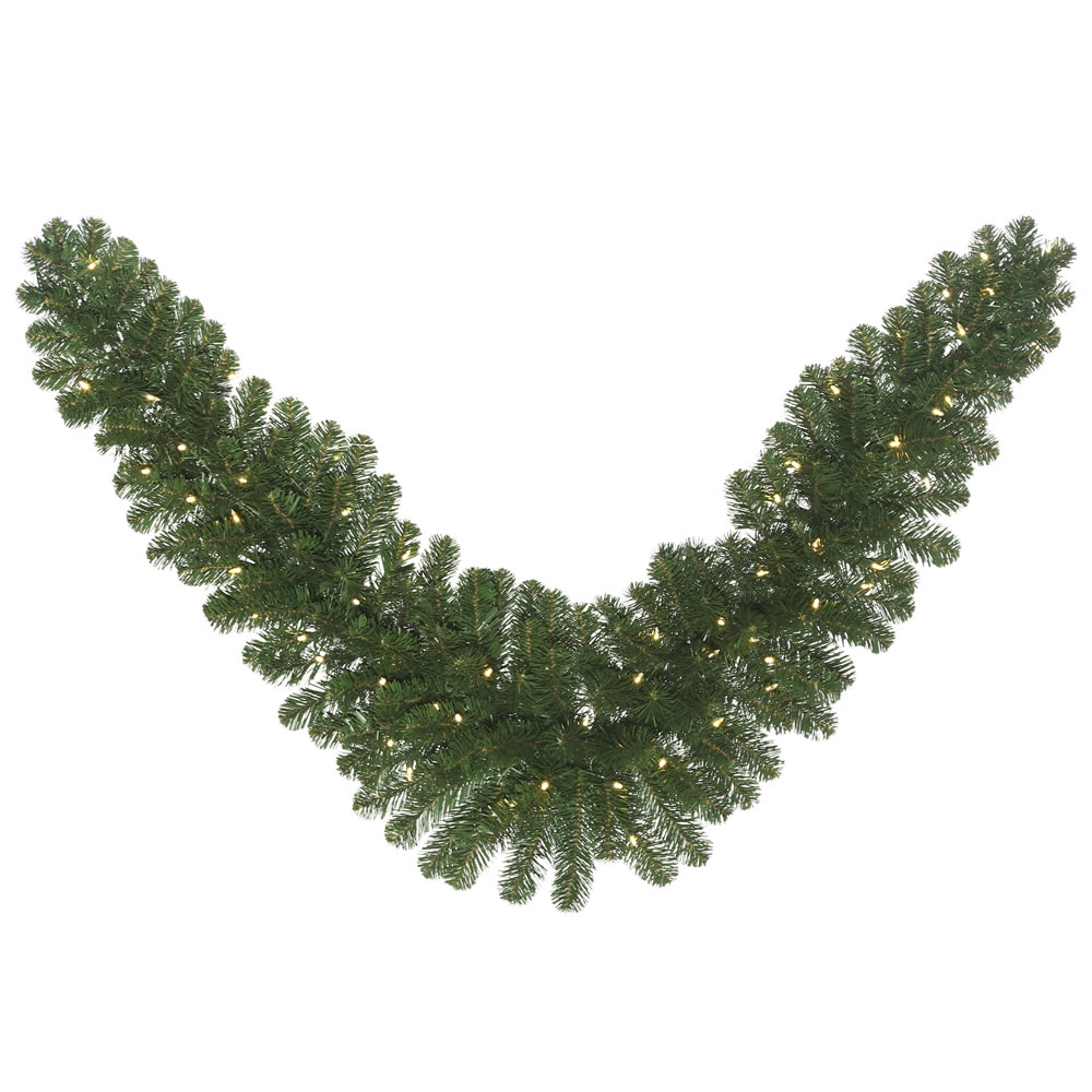 Oregon Fir Wide Angle Swag with Warm White LED Lights - 72 in.