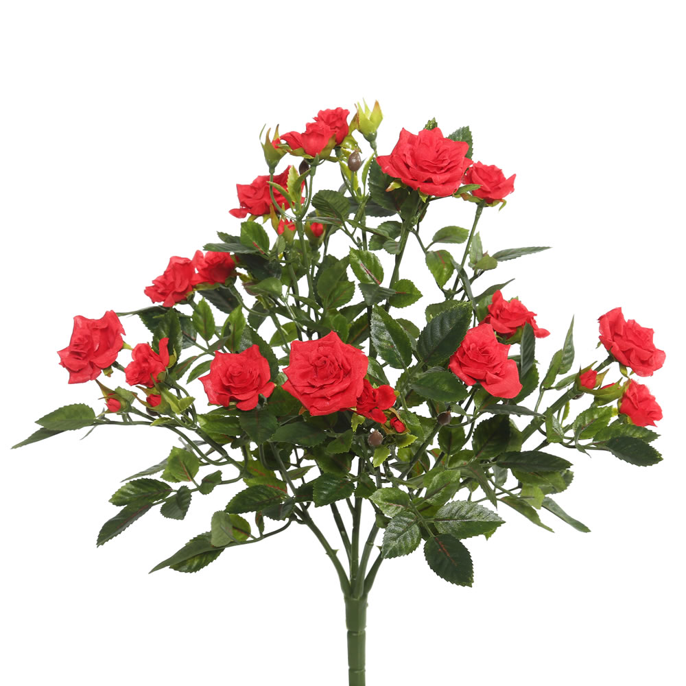 Picture of Vickerman FL171101 Red Mini Diamond Rosa X5 Floral Bush - 15 in.