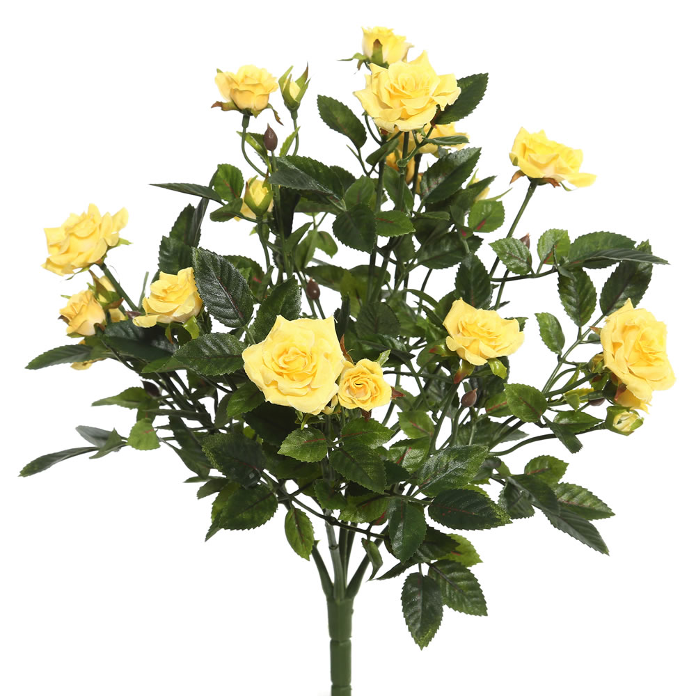 Picture of Vickerman FL171105 Yellow Mini Diamond Rosa X5 Floral Bush - 15 in.