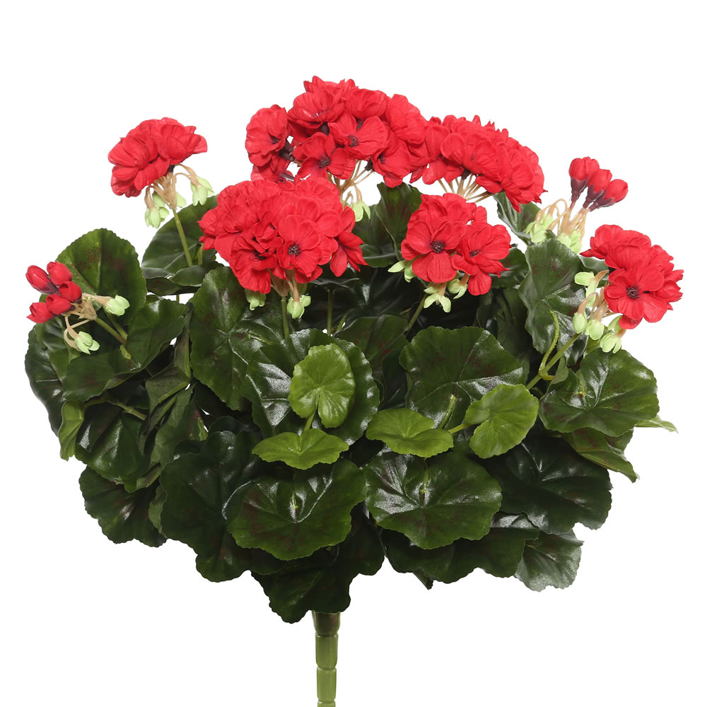 Picture of Vickerman FL170402 Red Geranium X12 Floral Bush - 17.5 in.