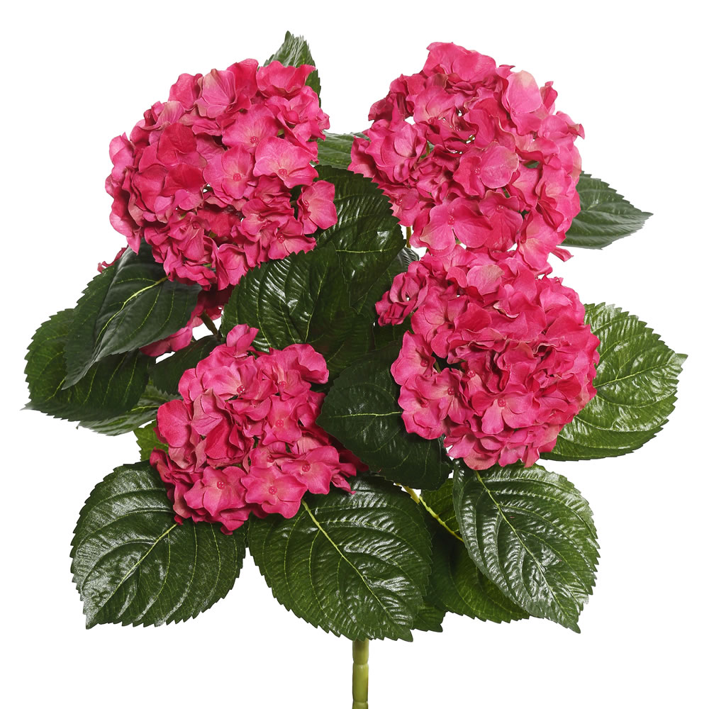 Picture of Vickerman FL171503 Hot Pink Hydrangea X5 Floral Bush - 17.5 in.