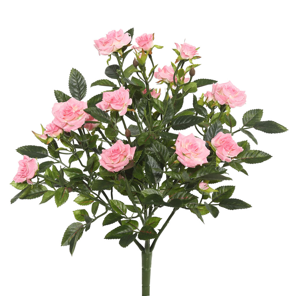 Picture of Vickerman FL171104 Light Pink Mini Diamond Rosa X5 Floral Bush - 15 in.