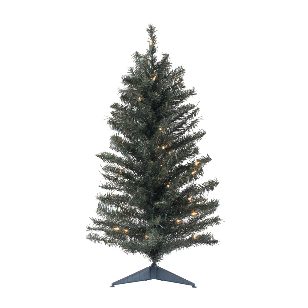 C812878 Canadian Dura-Lit Tabletop Tree with Plastic Stand & Clear Lights, 36 in.