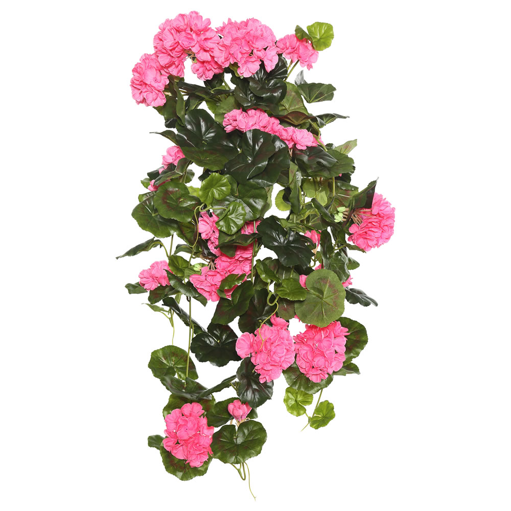 Picture of Vickerman FL170803 Pink Geranium Hanging Floral Bush - 29 in.