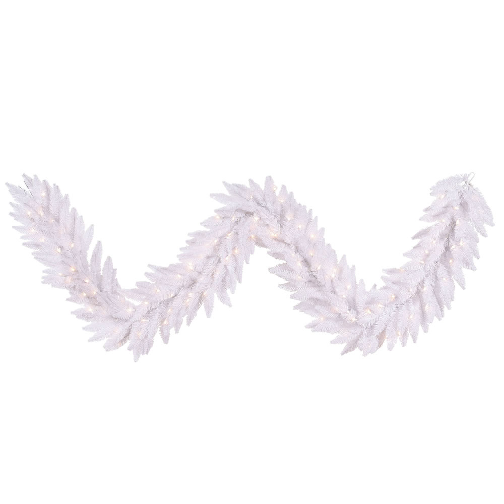 White Dura-Lit Garland with Warm White LED Lights, 9 ft. x 14 in.