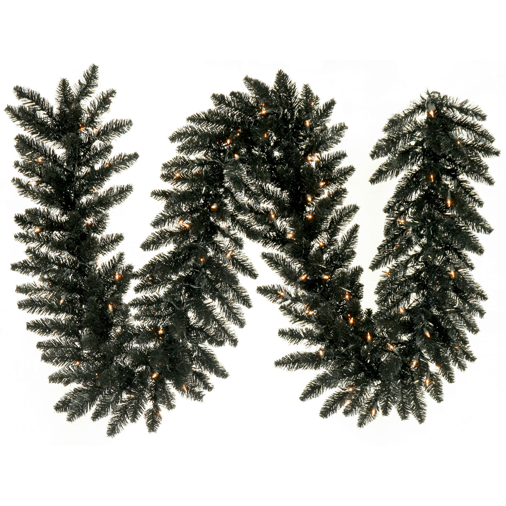 Black Dura-Lit Garland with Warm White LED Lights - 9 ft. x 14 in.