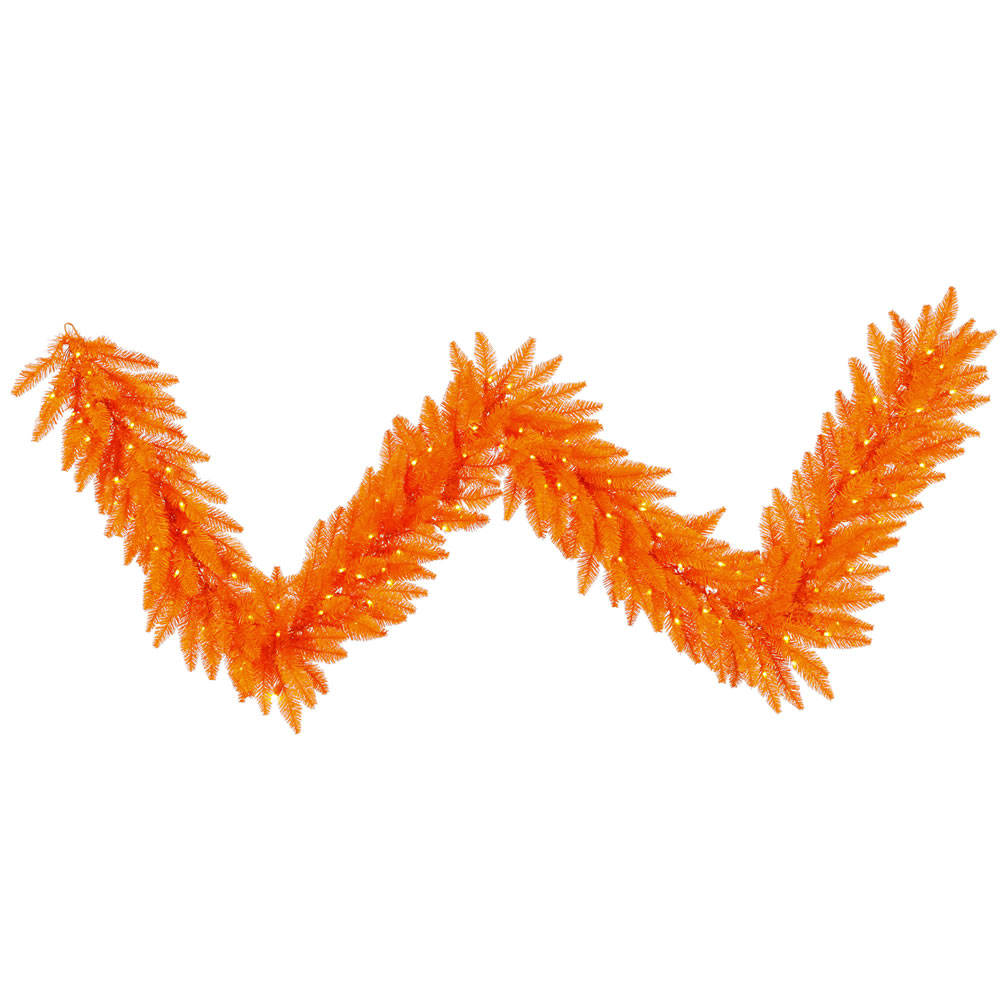 Orange Dura-Lit Garland with Orange LED Lights, 9 ft. x 14 in.