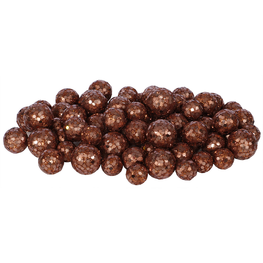 Dark Copper Glitter Ball Ornament - 20-25-30 mm - 72 Per Bag