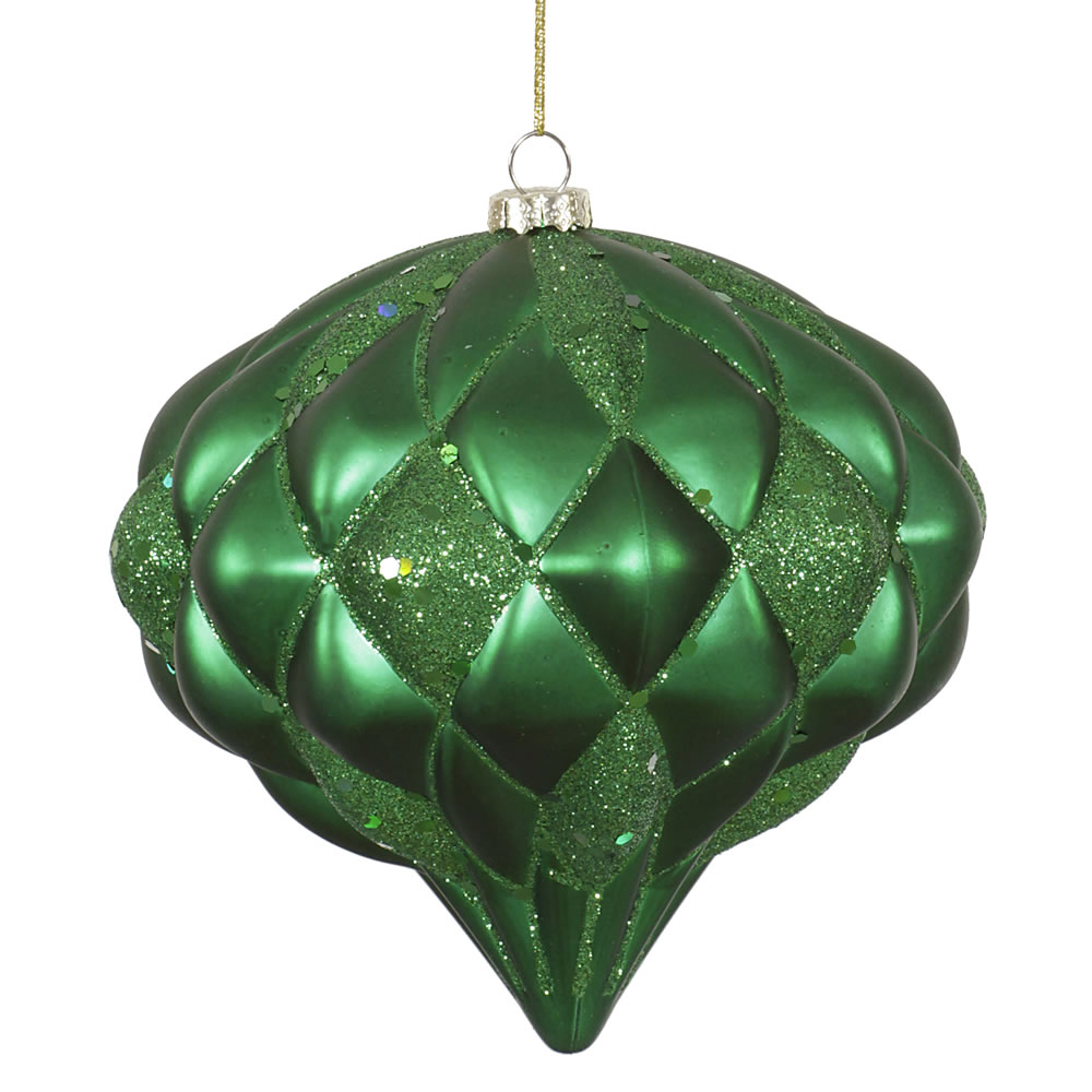 Green Matte-Glitter Diamond Ornament, 5.7 in.