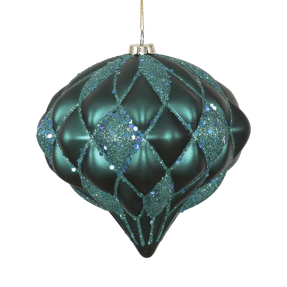 Emerald Matte-Glitter Diamond Ornament, 5.7 in.
