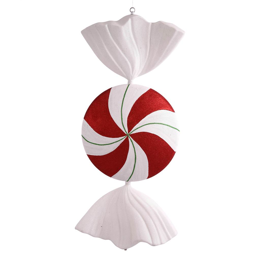 Red, White & Green Peppermint Swirl Candy Ornament - 37 in.