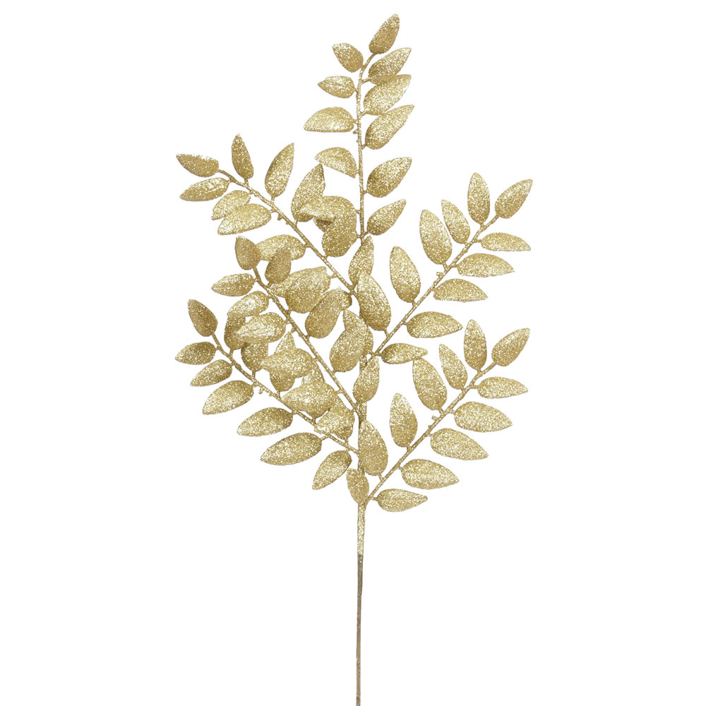 White Honey Locust Glitter Leaf Spray - 22 in. - 6 Per Bag