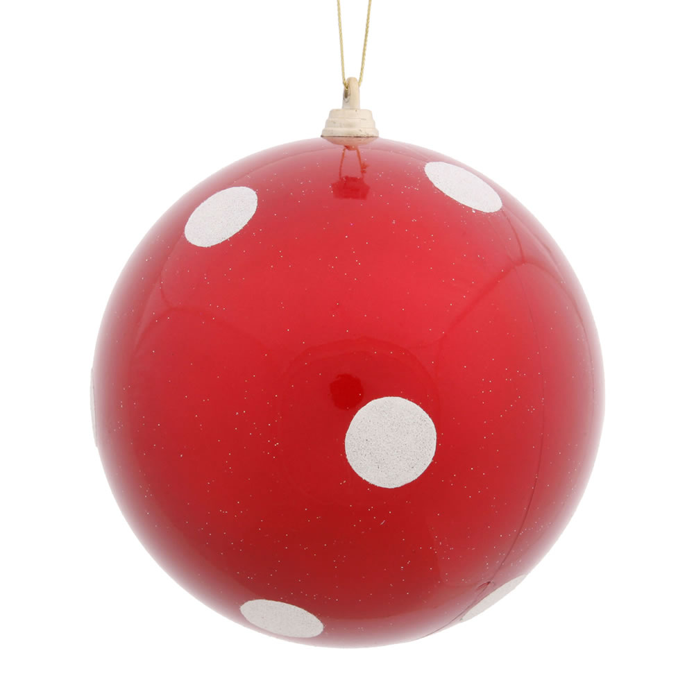 Red Candy Polka Dot Ball Ornament - 8 in.
