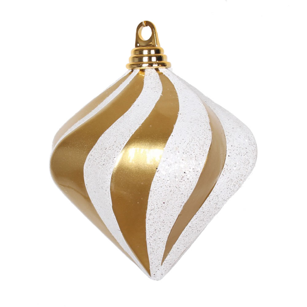 Gold Silver Candy Glitter Swirl Diamond Ornament, 6 in.