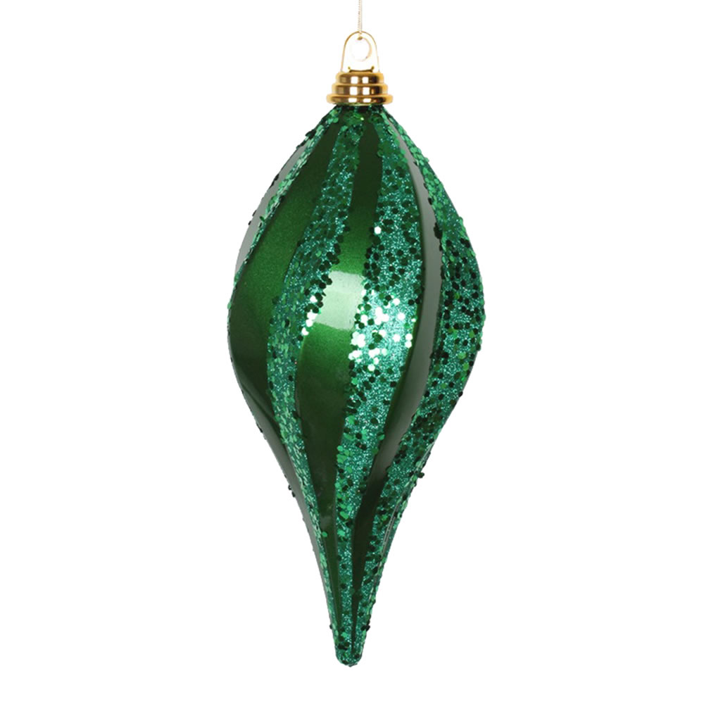 Green Candy Glitter Swirl Drop Ornament - 12 in.