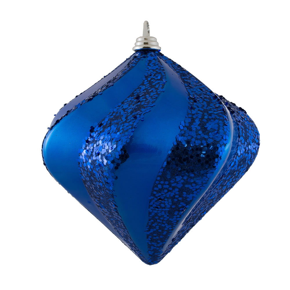 Blue Candy Glitter Swirl Diamond Ornament, 6 in.