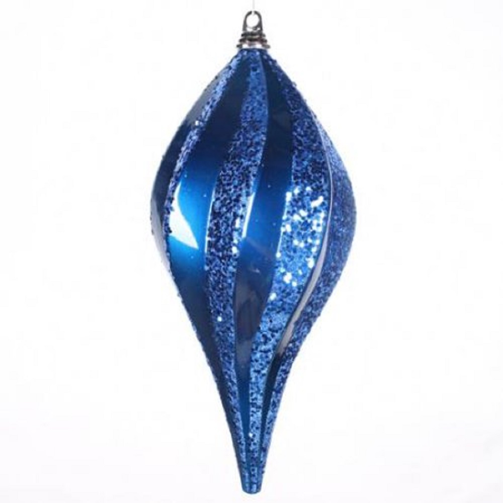 Blue Candy Glitter Swirl Drop Ornament - 8 in.