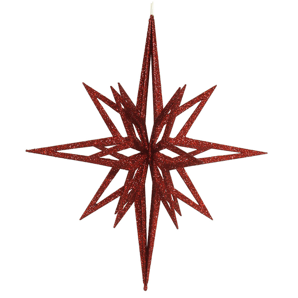 Red 3D Glitter Star Ornament, 24 in.
