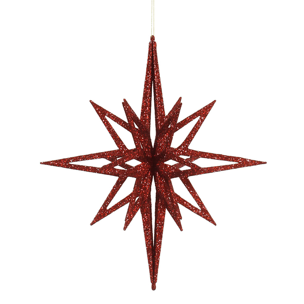 Red 3D Glitter Star Ornament, 16 in.