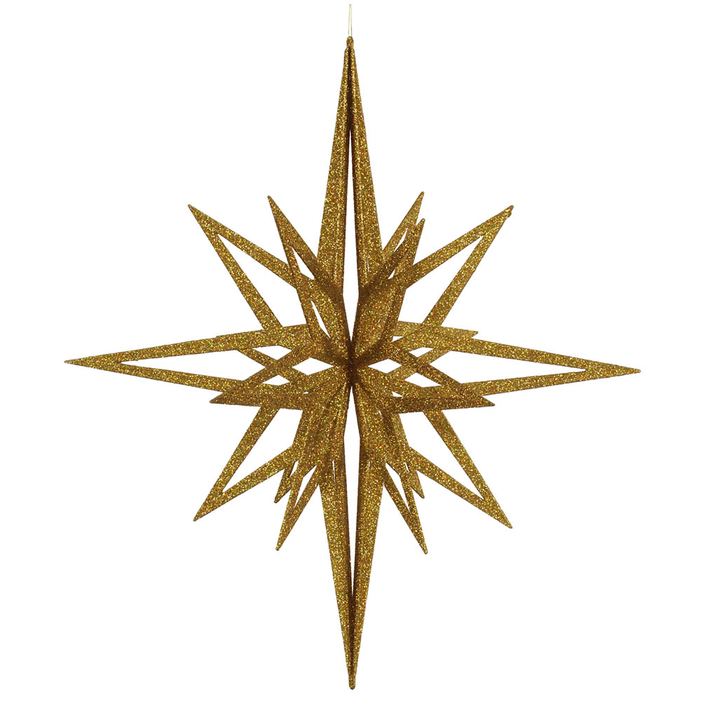 M148508 Gold 3D Glitter Star Ornament, 32 in.