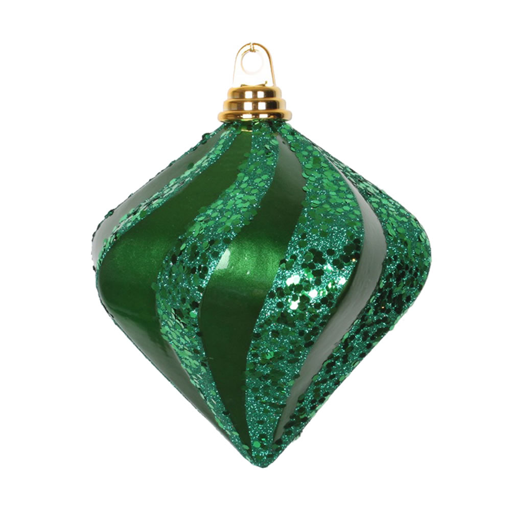Green Candy Glitter Swirl Diamond Ornament, 6 in.