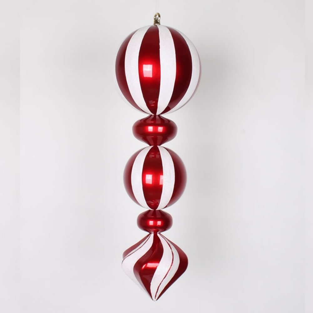 White & Red Peppermint Finial Ornament, 24 in.