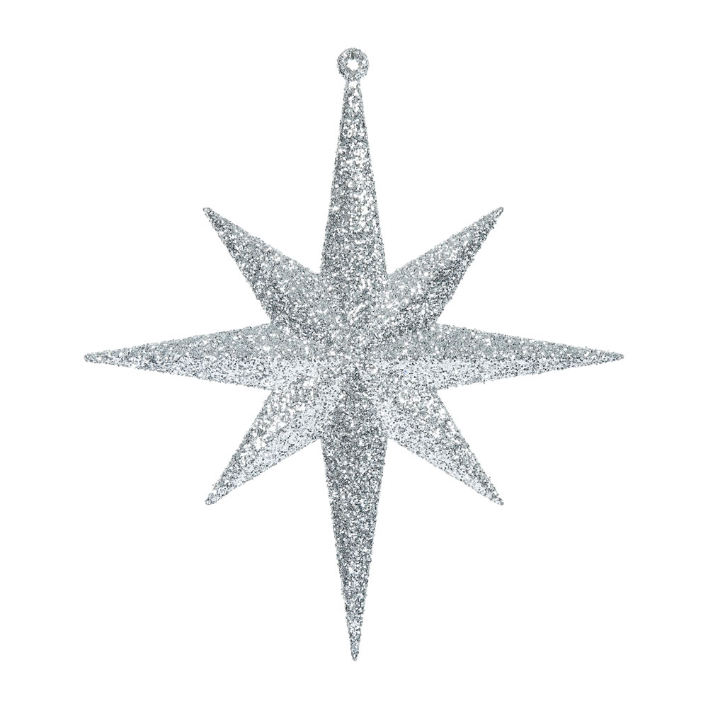 Silver Glitter Bethlehem Star Ornament - 8 in. - 4 Per Box