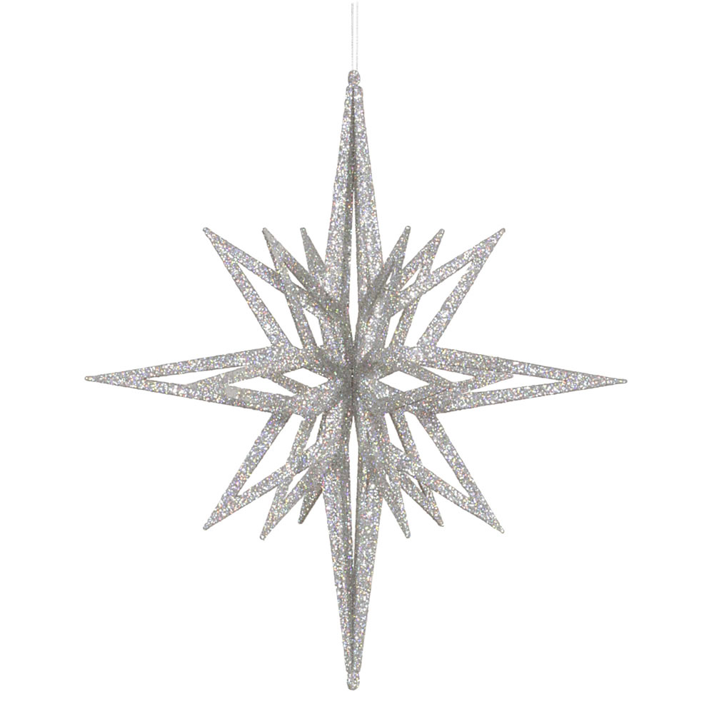 Silver 3D Glitter Star Ornament, 16 in.