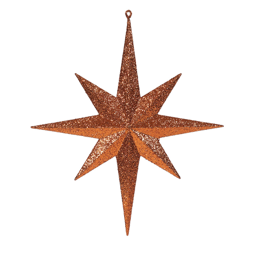 Burn Orange Glitter Bethlehem Star Ornament, 15.75 in.