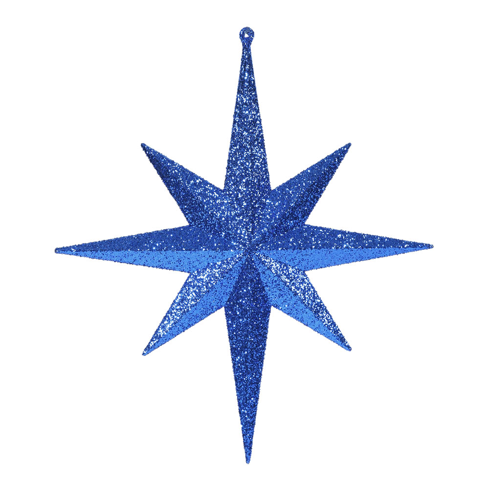 Blue Glitter Bethlehem Star Ornament - 12 in. - 2 Per Bag